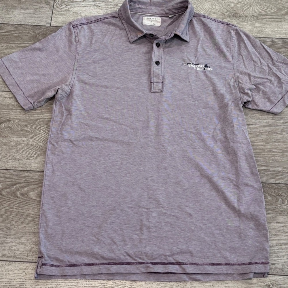 Linksoul Polo Shirt Mens Large Purple Bayonet Black Horse Golf Casual Preppy